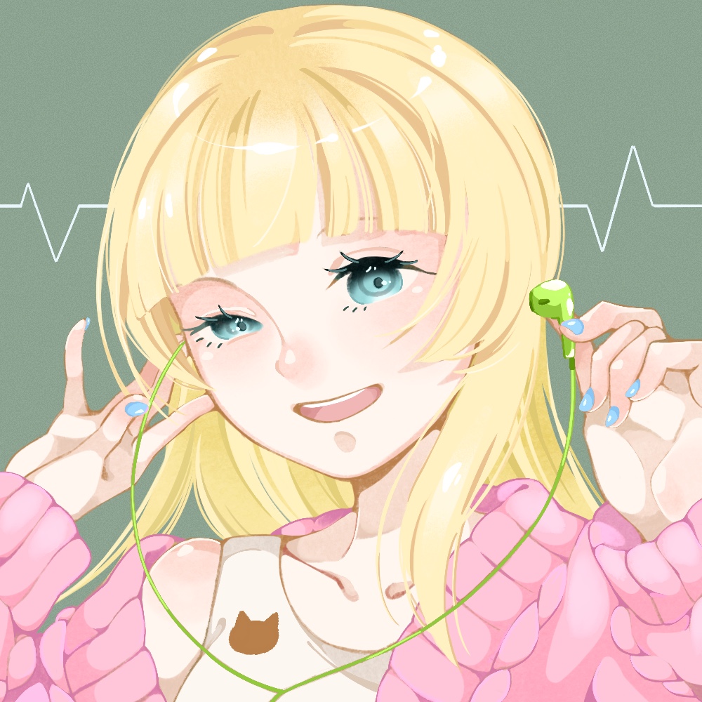 イヤホンを手に微笑む、みろんクリエイトのイメージキャラクター